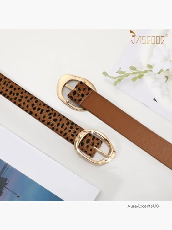 3 Pack Women\'s Faux Leather Belt Set with Gold Buckle main image 5